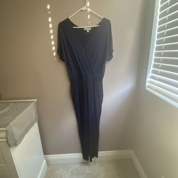 New Chelsea 28 Faux Wrap Navy Peacoat Blue Jumpsuit Women's Size Small G19 - Picture 2 of 5